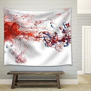 Red and Blue Color Ink Paint Abstract Pattern in Water Liquid - Fabric Wall Tapestry Home Decor - 51x60 inches