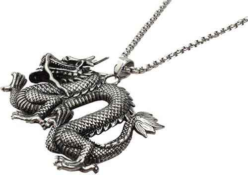 Amazon Com Lalopez Unisex Chinese Dragon Titanium Stainless Steel Pendant Necklace For Men Jewelry