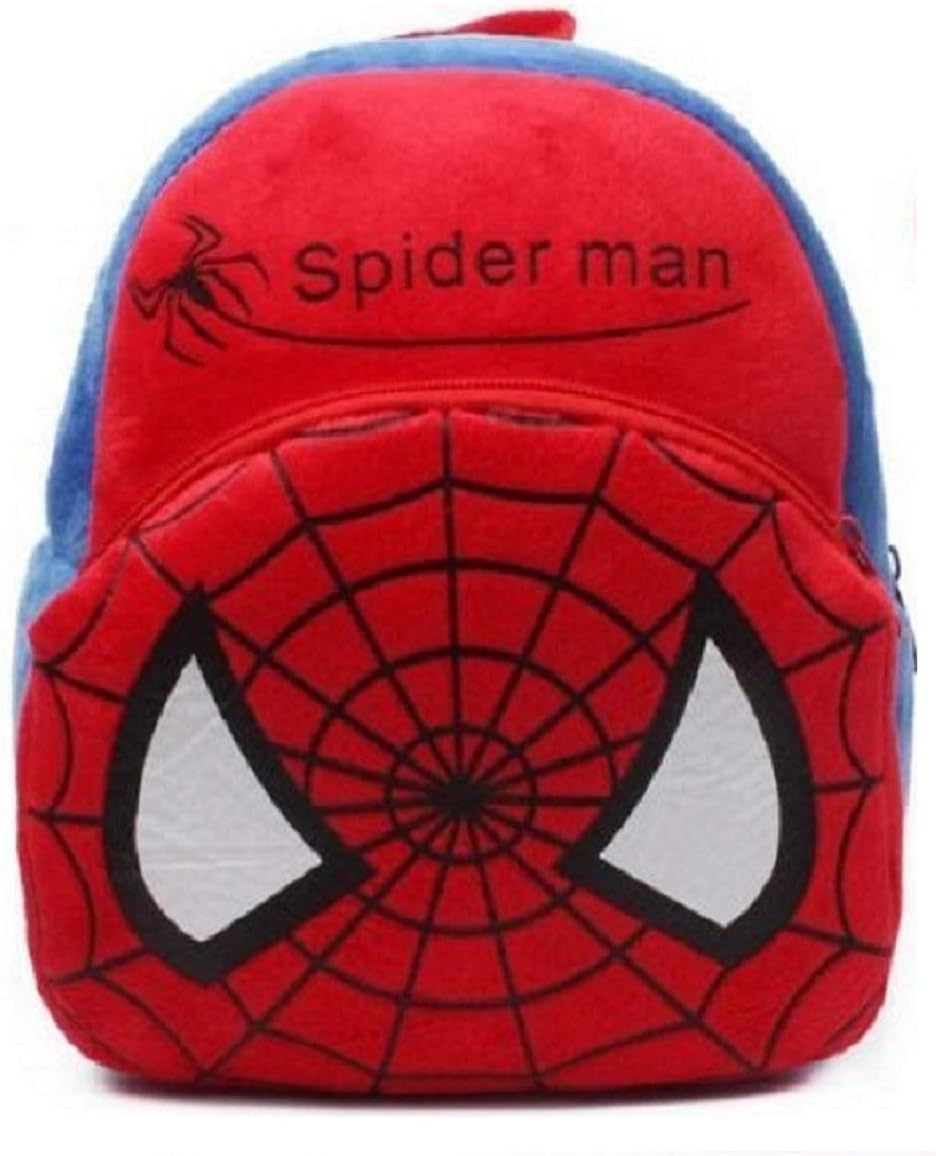 Swati Kids Velvet Soft Spider Man School Bag (Sky Blue, Medium)