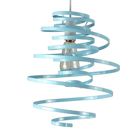 Contemporary Gloss Duck Egg Blue Metal Double Ribbon Spiral Swirl