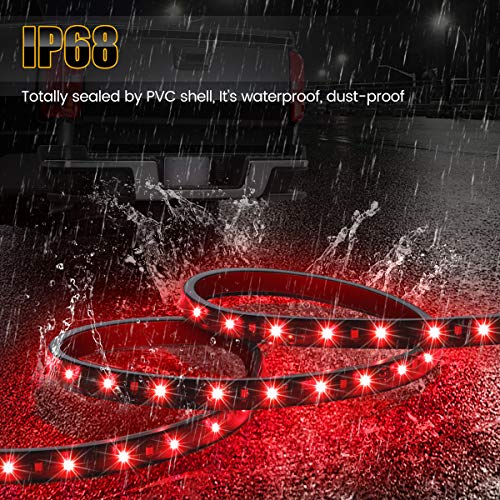 AMBOTHER LED Tailgate Light Bar 49" Truck Brake Flexible Strip Trailer Tail Lights Turn Signal Reverse Back Up Stop Running Light for Pickup RV SUV Van Car Jeep, Red/White, No Drill Needed