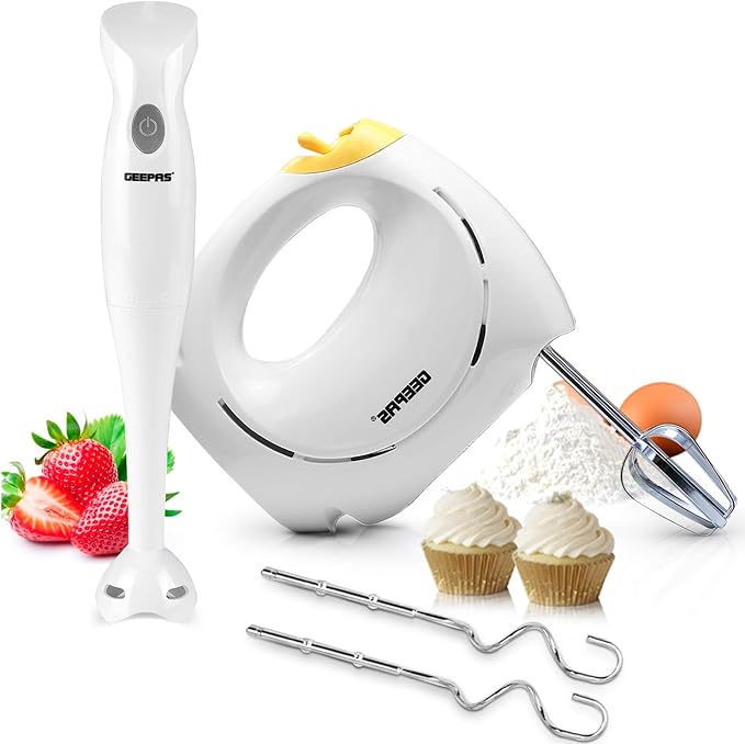 Geepas Hand Blender & Hand Mixer Combo Set 2 Speed Food Collection