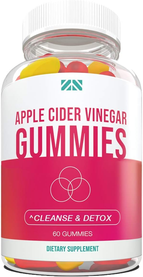 Apple Cider Vinegar Gummies - with The Mother | Detox | Cleanse | Weight Loss | Better Digestion | Heart Health | Aid Blood Pressure - Delicious ACV Gummies - 60 Ct.