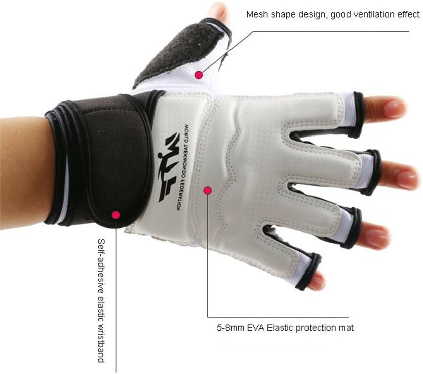 Baselay Half Finger Taekwondo Gloves, WTF Approved Muay Thai Sandbag Boxing Training Punching Bag Half Mitts Sparring Martial Arts Karate Fighting Glove for Men Women Kids : Sports & Outdoors