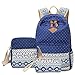 abshoo Canvas Dot Backpack Cute Lightweight Teen Girls Backpacks School Shoulder Bags (Navy)