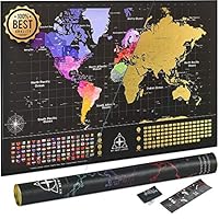 Newest 2019 Extra Large Scratch Off Map of The World | Premium Quality 36x24 World Map Poster w/US States & Country Flags | Original Deluxe Large Travel Map: Detailed Cartography | Made in Europe