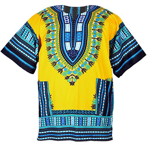 African Dashiki Cotton Mexican Poncho Hippie Tribal One Size Fits Most Yellow ad033y