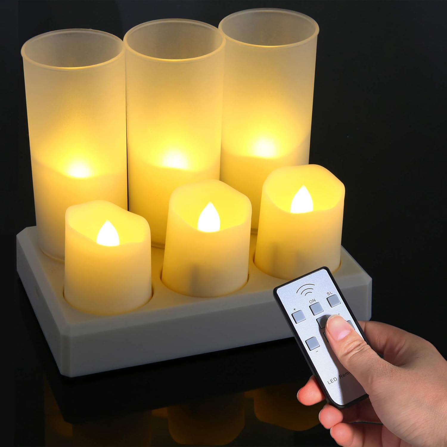 Rechargeable Flameless Candles, Ymenow 6 Packs Battery Operated LED