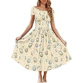 TOFRIMADE Dress for Women Short Sleeve Dress Casual Ruffle Puff Dresses High Waist Midi Dresses Formal A Line Guest Dress