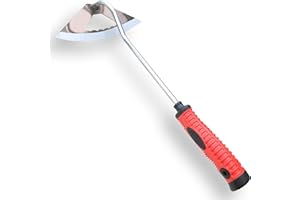 SHANFEEK Hoe Garden Tool Hollow Hoe for Weeding 15-Inch Weed Removal Tool for Yard with Rubber Non-Slip Handle(Red)