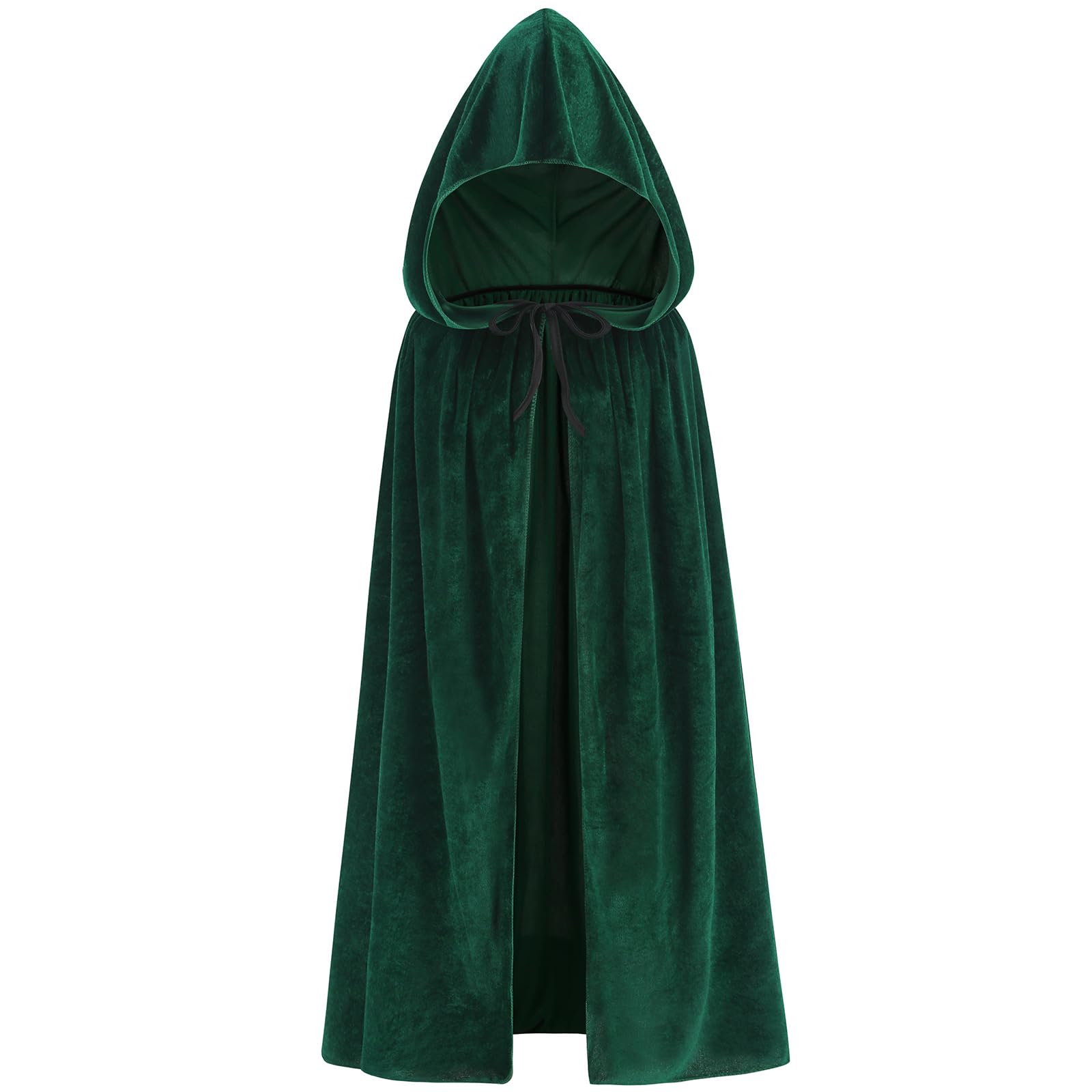 maxToonrain Velvet Hooded Cape for Kids, Unisex Cloak with Hood for Halloween Christmas Boy&Girls Fancy Dress Costume (100cm, Dark Green)