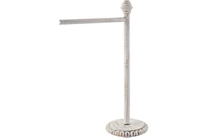 Mud Pie White Wood Beaded Towel Holder, 16.5" x 9"