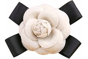 MIMIMELON 80Hou Elegant Wool Camellia Flower Brooch Vintage Bow Floral Pin