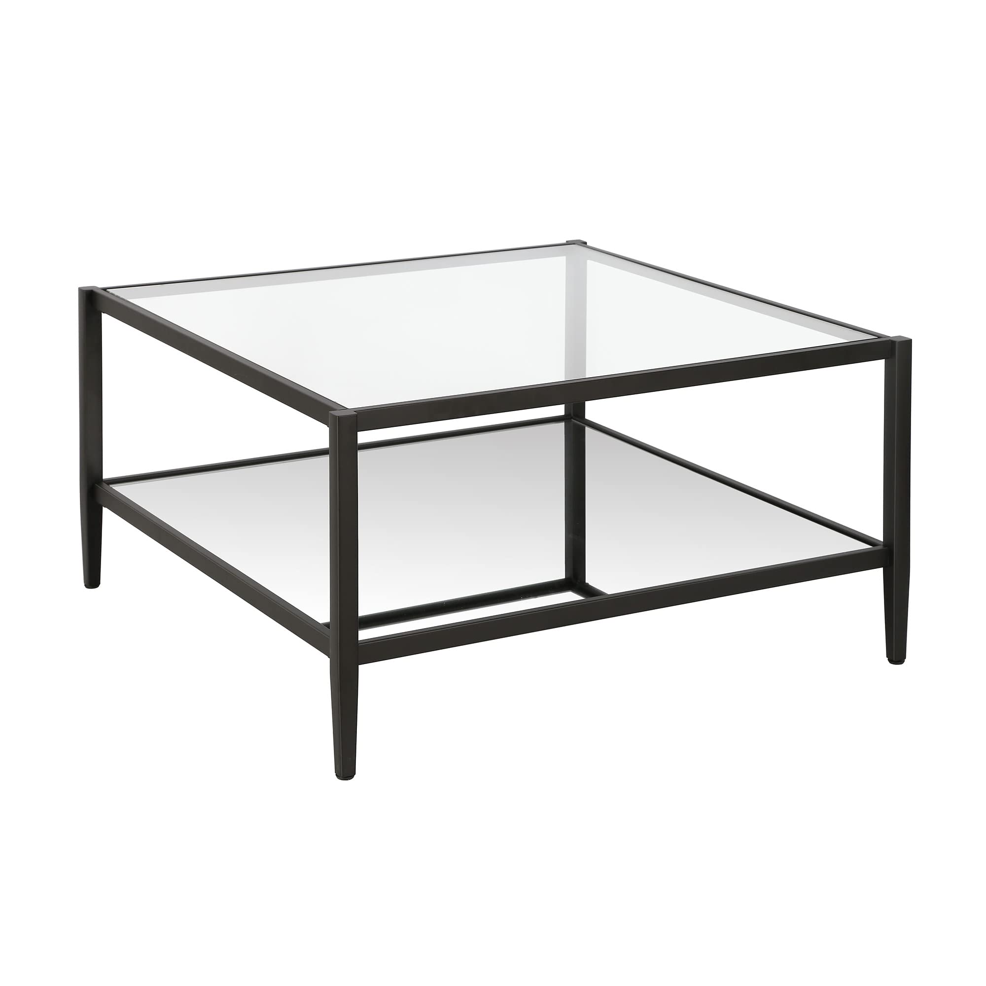 Photo 1 of ***********FOR PARTS ONLY- MISSING BOTH PANES OF GLASS****************
Henn&Hart 32" Wide Square Coffee Table with Mirror Shelf in Blackened Bronze, Modern coffee tables for living room, studio apartment essentials