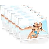 HELPLEX Picture Frames, 6 Pack 5x7 inch Acrylic Picture Frame Clear 5 x 7 Photo Frames Magnetic Picture Frames Ready for Tabletop Display, Effectively Protect Photos from Fading and Yellowing