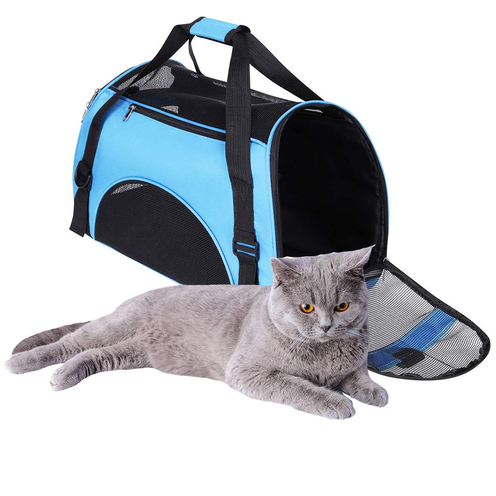 IBLUELOVER Soft-Sided Dog Cat Carrier Portable Pet Travel Bag Airline Approved Handbag Lightweight Waterproof Traveling Kennel for Small Medium Dog Cat Puppy 5.5kg/12bl