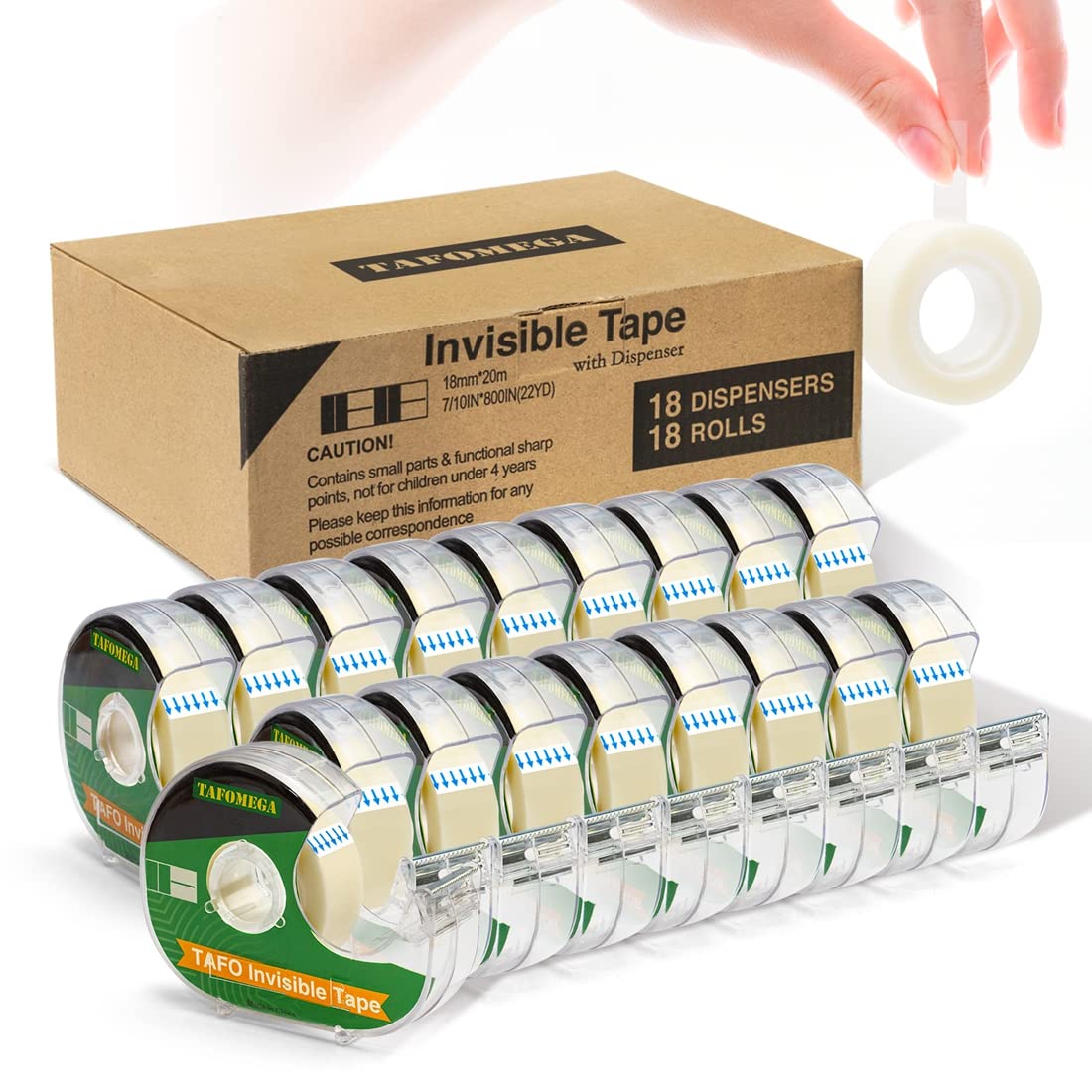Photo 1 of Clear Tape with Dispenser - 18 Pack Frosted Writable Invisible Tape for Home, Office, School, Gift Wrapping, Paper Repair - 7/10" x 800"