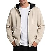 LINENNMAIN Mens Zip Up Hooded Sweatshirt Casual Coat Long Sleeve Hoodies Fashion Drawstring Sweatshirts with Pockets