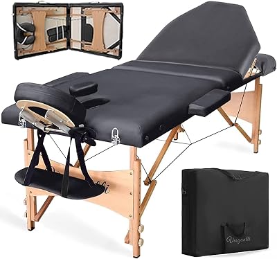 Vesgantti Portable Massage Bed - 3-Section Foldable Couch - Black