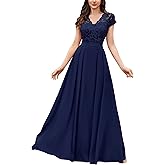 Miusol Women's Elegant Floral Lace Formal V Neck Bridesmaid Party Dress