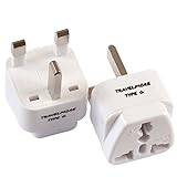 2 Pack UK Travel Adapter for Type G Plug - Works