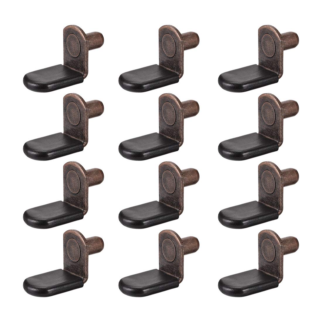 sourcing map Shelf Support Peg,6mm L-Shaped Support, Furniture Cabinet Shelf,Bracket Pegs W Sleeve,for Kitchen Furniture Book Shelves Supplies,Bronze 20pcs