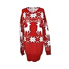 Asoidchi Women Girls Deer Maple Leaf Deer Jubilant Red Sweater Size S