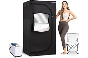 TopMaster Portable Sauna Steam Tent, Full Size Home Personal Sauna Box Steam Room, Large 3 Liter 1000W Generator, Folding Chair, 9 Levels,