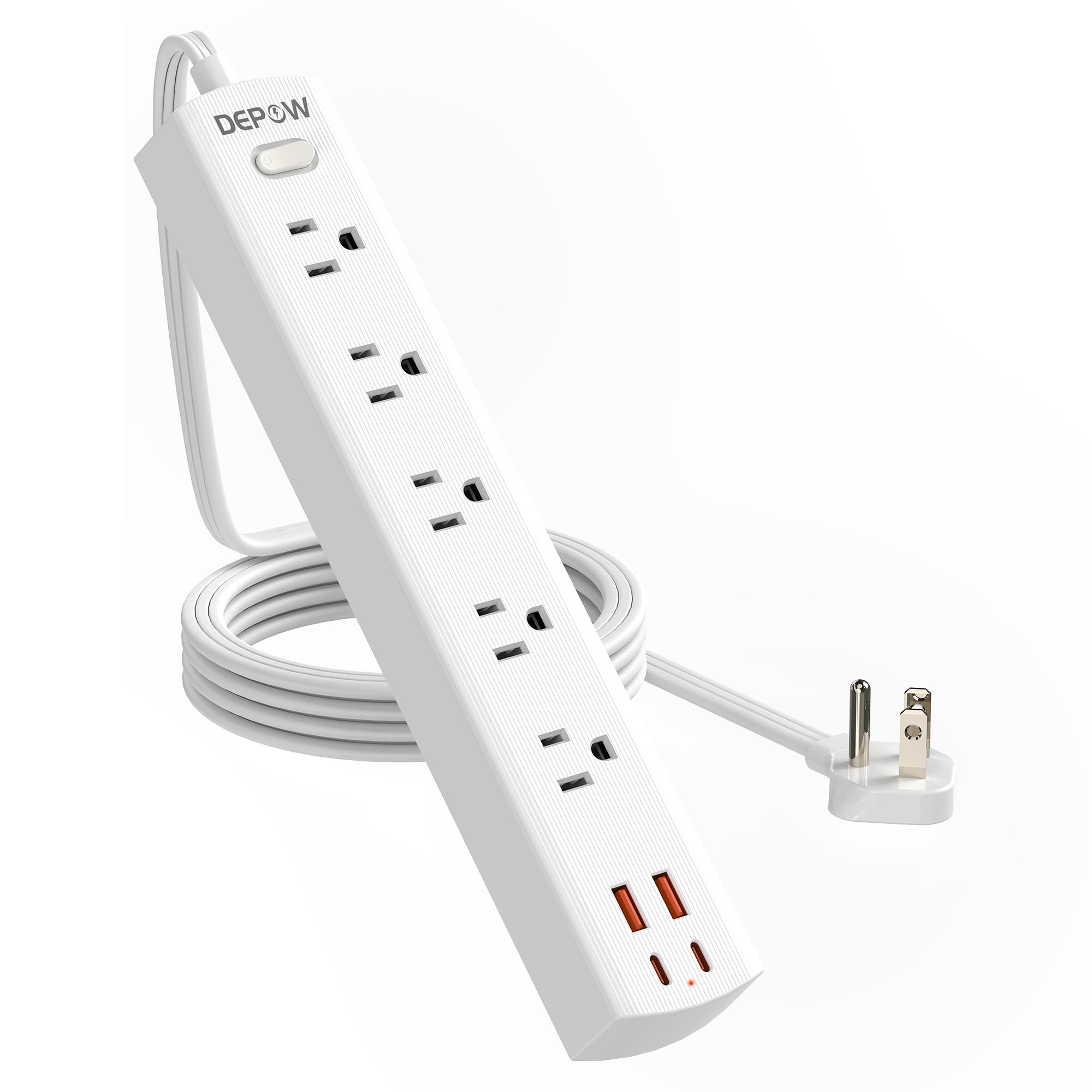 DEPOW Power Strip Surge Protector with 5 AC Outlets(1875W/15A) 4 USB ...