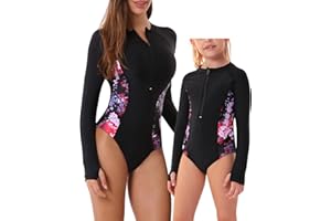 YOLIPULI Women and Girls Matching Swimsuit: Long Sleeve One Piece Rash Guard Bathing Suit UPF 50+ (Please Order Separately)