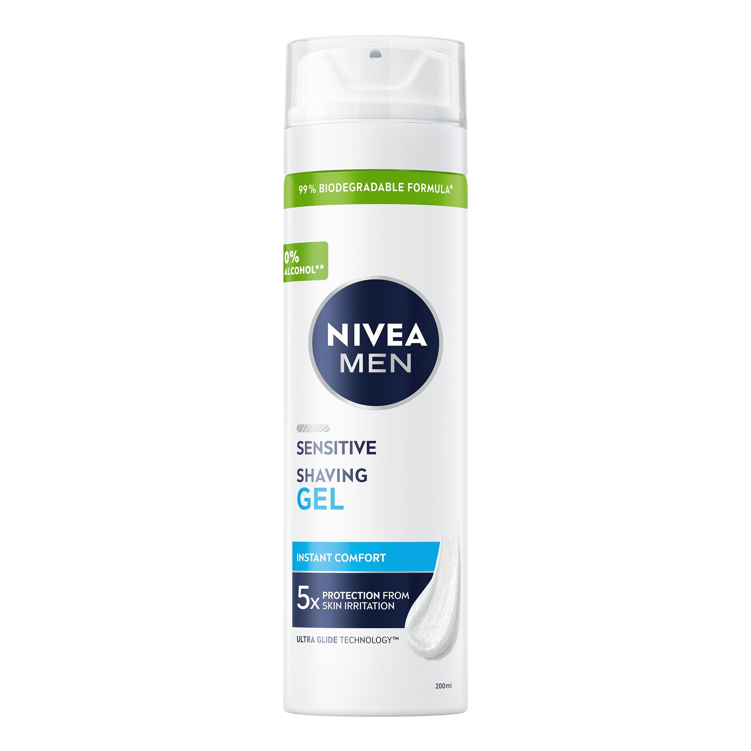 NIVEA MEN Sensitive Shaving Gel Pack of 6 (6 x 200ml) for Sensitive Skin, for Men, for Irritated and Dry Skin with Chamomile