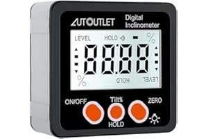 AUTOUTLET Digital Angle Finder Gauge Magnetic Angle Level Finder Digital Protractor Inclinometer Miter Angle Cube Level Box for Woodworking,Table Saw with Backlight 0-360° Rotation