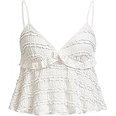 SOLY HUX Women's Ruffle Camisole Crop Tops V Neck Sleeveless Summer Going Out Flowy Shirts