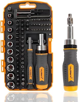 Juego de destornilladores y tapas de 77 piezas, sistema de trinquete con caja de almacenamiento, destornillador multifunción 77 en 1 para bricolaje, electrónica, emergencia automotriz y garaje