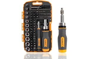 MULWARK Screwdriver Bit Set & Socket Kit, 77-Pieces Ratcheting Screwdriver Set with Case, 77 in 1 Multi Bit Screw Driver for Home DIY, Electronics, Car Emergency and Garage