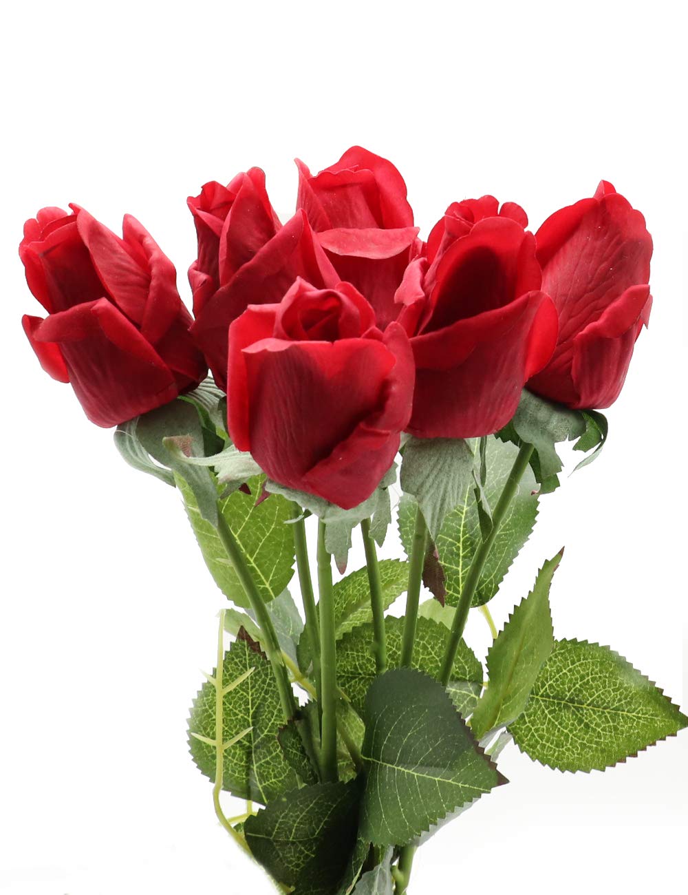 CCUCKY 6pcs Artificial Roses, Real Touch Flowers, Perfect for Wedding, Anniversary, Home, Office Decoration DIY (Red)