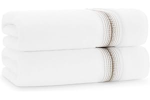 Aston & Arden Aegean Ombre Bath Towels - Pack of 2 - Oversized Ultra Soft Thick & Absorbent, 100% Ringspun Turkish Cotton Bathroom Towel for Spa, Hotel, 600 GSM, 30 x 60 in, Sand