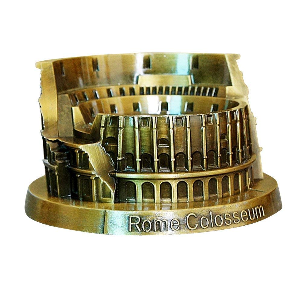 PROW® Metal Rome Colosseum Model Retro Bronze Ancient Architecture Handmade Craft Home Desktop Décor Collectible Artificial World Famous Buildings Sculpture