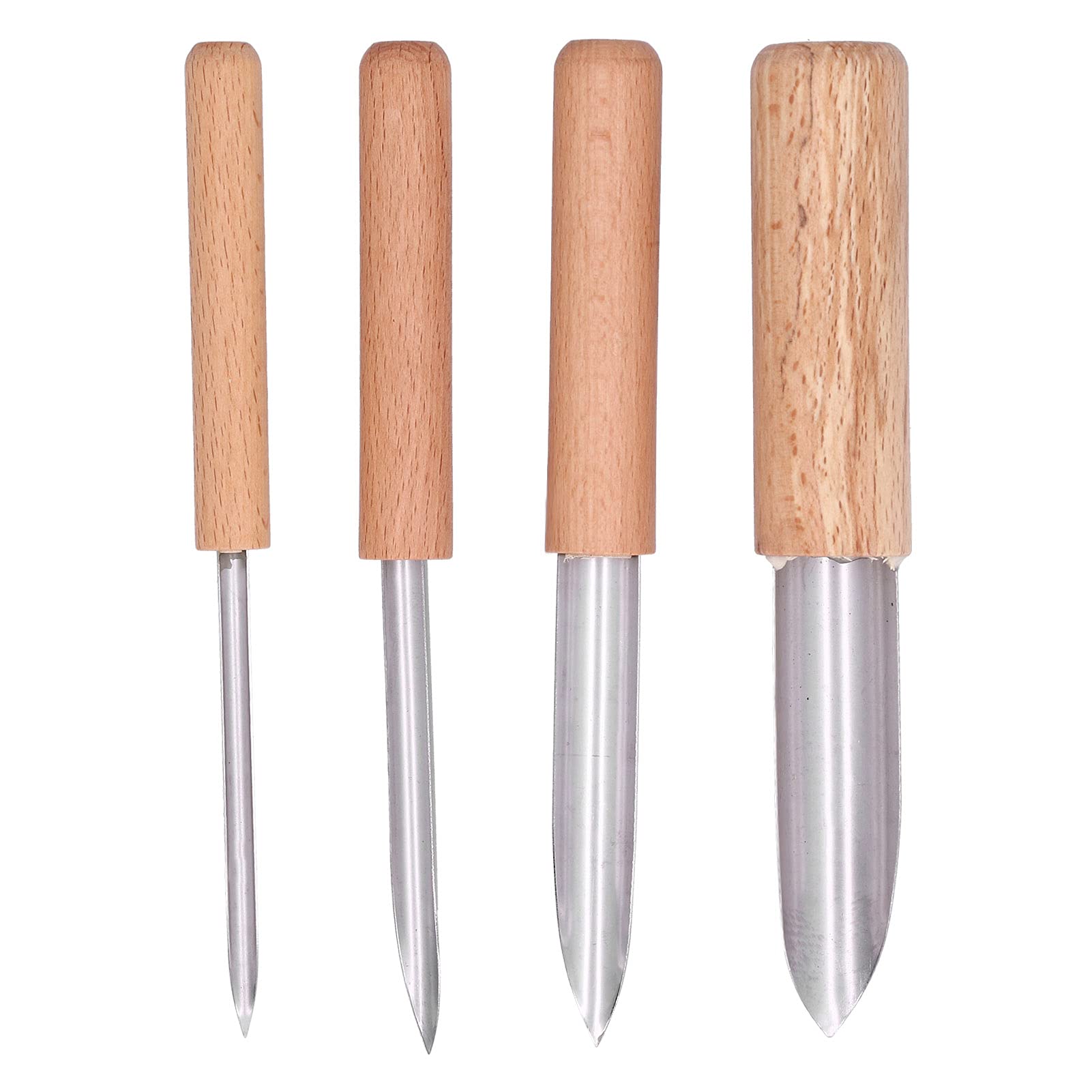 Fyearfly Clay Hole Cutter, 4pcs Stainless Steel Circular Round Hole Pottery Clay Cutters Pottery Punch Hole Sculpting Tool with Wooden Handle for Carving Shaping Cutting Smoothing