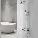 Uten Chrome Thermostatic Shower Mixer Wall Mounted Anti Scald Tap 20-50C view 5
