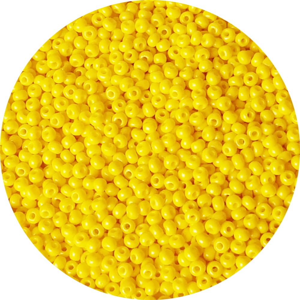 Bala&Fillic Size 3mm Lemon Color Seed Beads 4000pcs/100 Grams, 8/0 Round Glass Craft Beads for Making Jewelry Earring Bracelets Necklace