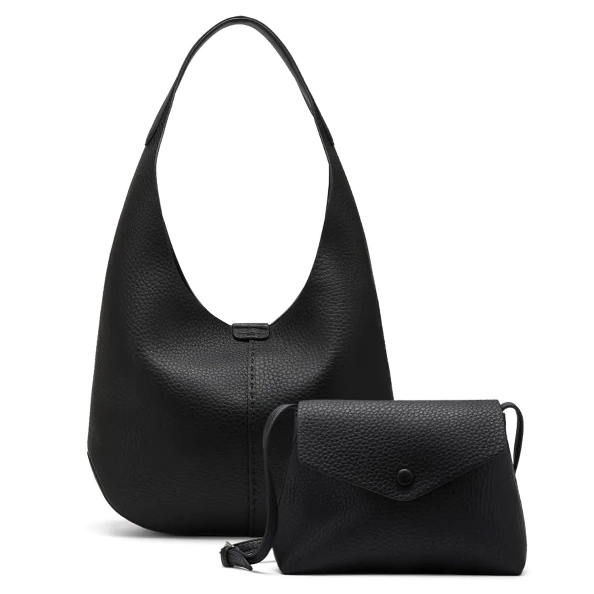 NEWBELLA Tote Bags for Women, PU Leather Shoulder Crossbody Hobo with Magnetic Closure Black F Image