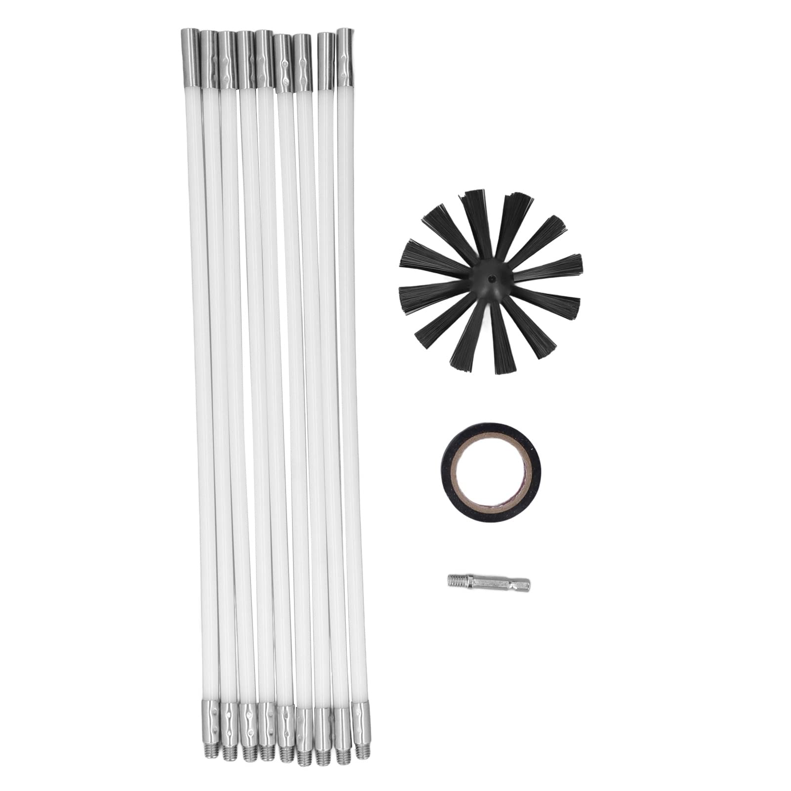 Chimney Pipe Inner Wall Cleaning Brushes, Dryer Flue Brush 12Pcs PP 16in Turn Easily with Drill Attachment for Electric Drill