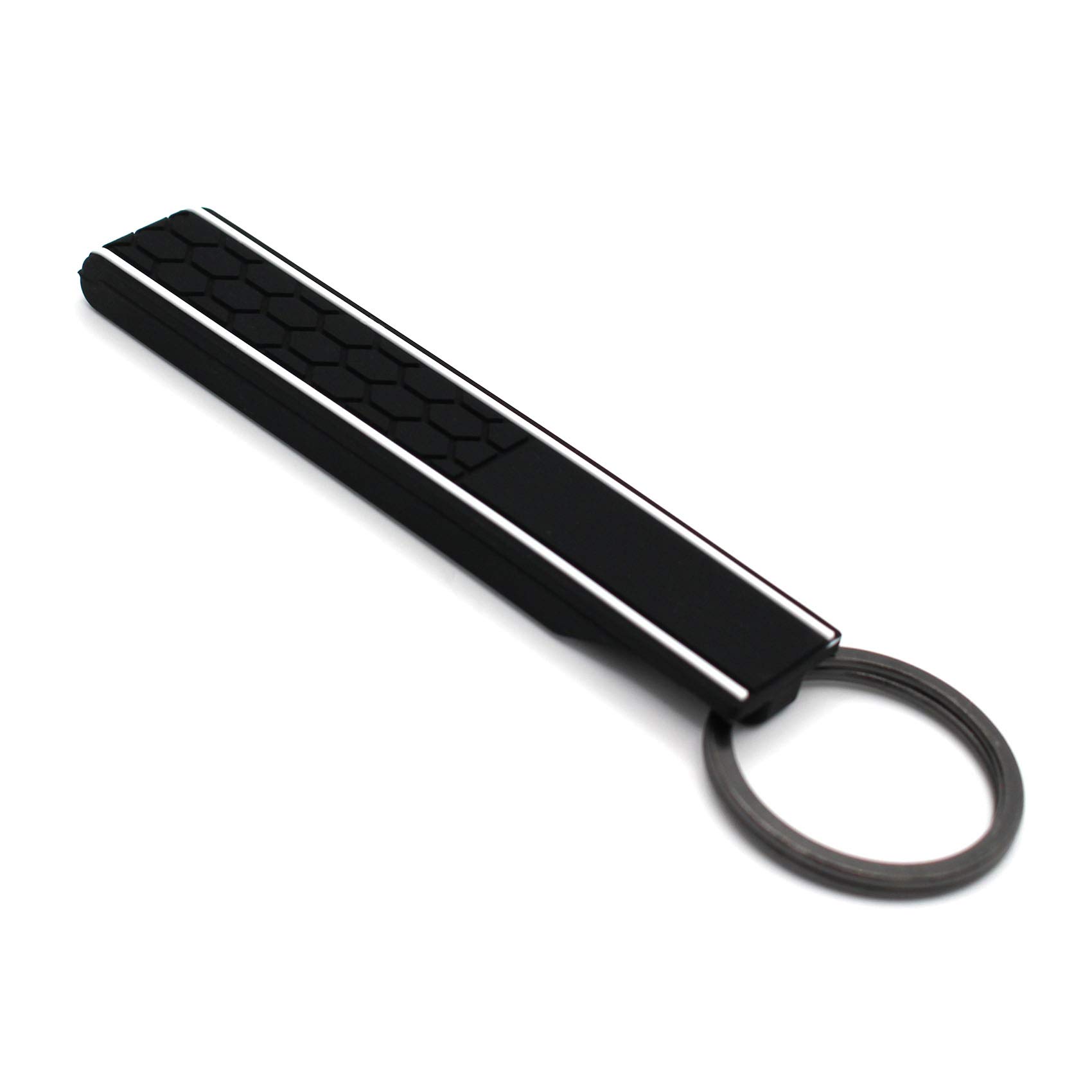 CYK www. CoverYourKey .de Key ring with honeycomb structure, black/white — image 1