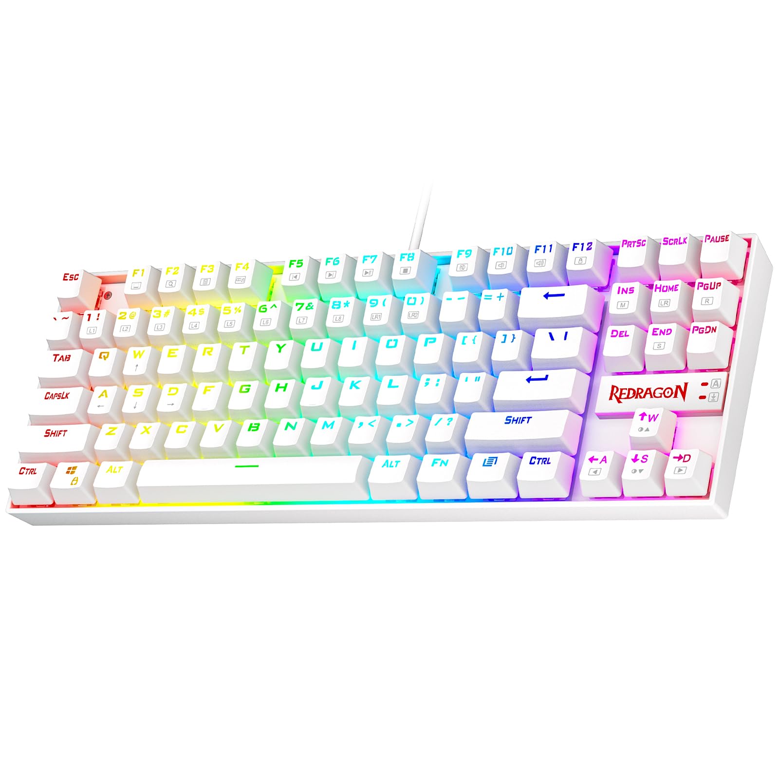 Photo 1 of Redragon K552 Mechanical Gaming Keyboard, 87-Key Compact, LED Gaming Keyboard with Red Switches, Anti-Ghosting, Metal Frame for PC Gaming & Typing, Beginner-Friendly (White)