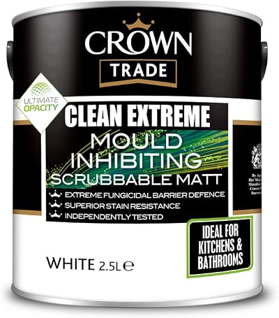 Crown Trade Clean Extreme Mould Inhibiting Matt Paint 2.5L - Scrubbable Stain