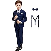 Amazingkitty Boys' Formal Dresswear Suits Set, with Suspenders, Adjustable Waist