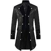 SUPLEAP Mens Gothic Victorian Renaissance Tailcoat Steampunk Jacket Frock Coat