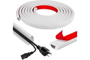 JAHOMFAI Cord Wall Cover, 118in Self-Adhesive Wire Covers for Cords on Wall, Extension Cable Hider for Floor, Mounted Tv, Home and Office Cavity 0.63" Wx0.31 H (White)