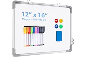 ARCOBIS Small Dry Erase White Board, 12 Inch x 16 Inch Magnetic Hanging Double-Sided Whiteboard for Wall, Portable Mini White
